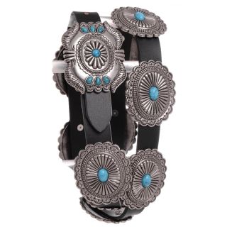 Brighton Blackbird Concho Belt Black-Turquoise Small