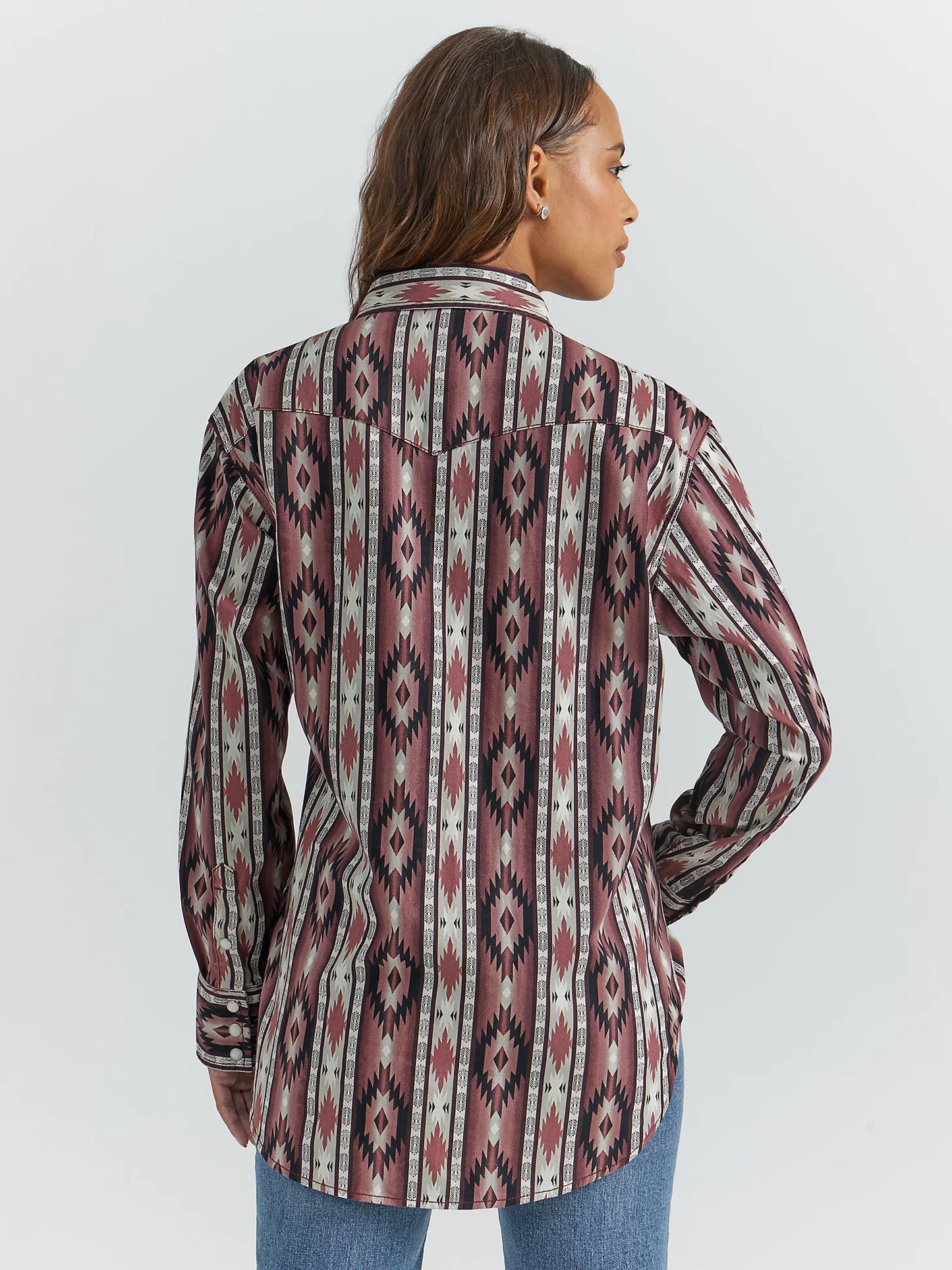 Wrangler Checotah Boyfriend Aztec Burgundy Brushpopper Shirt