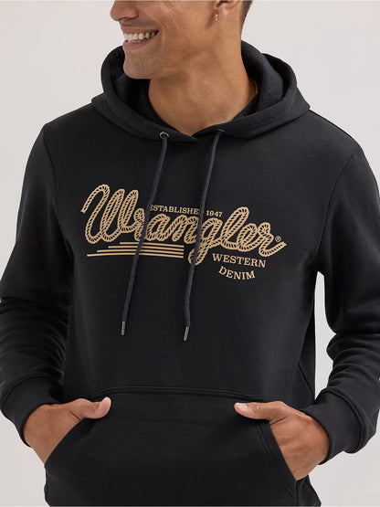 Wrangler Logo Arm Hit Jet Black Pullover Hoodie