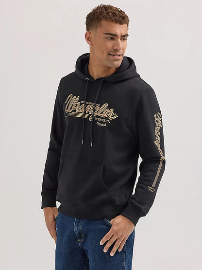 Wrangler Logo Arm Hit Jet Black Pullover Hoodie