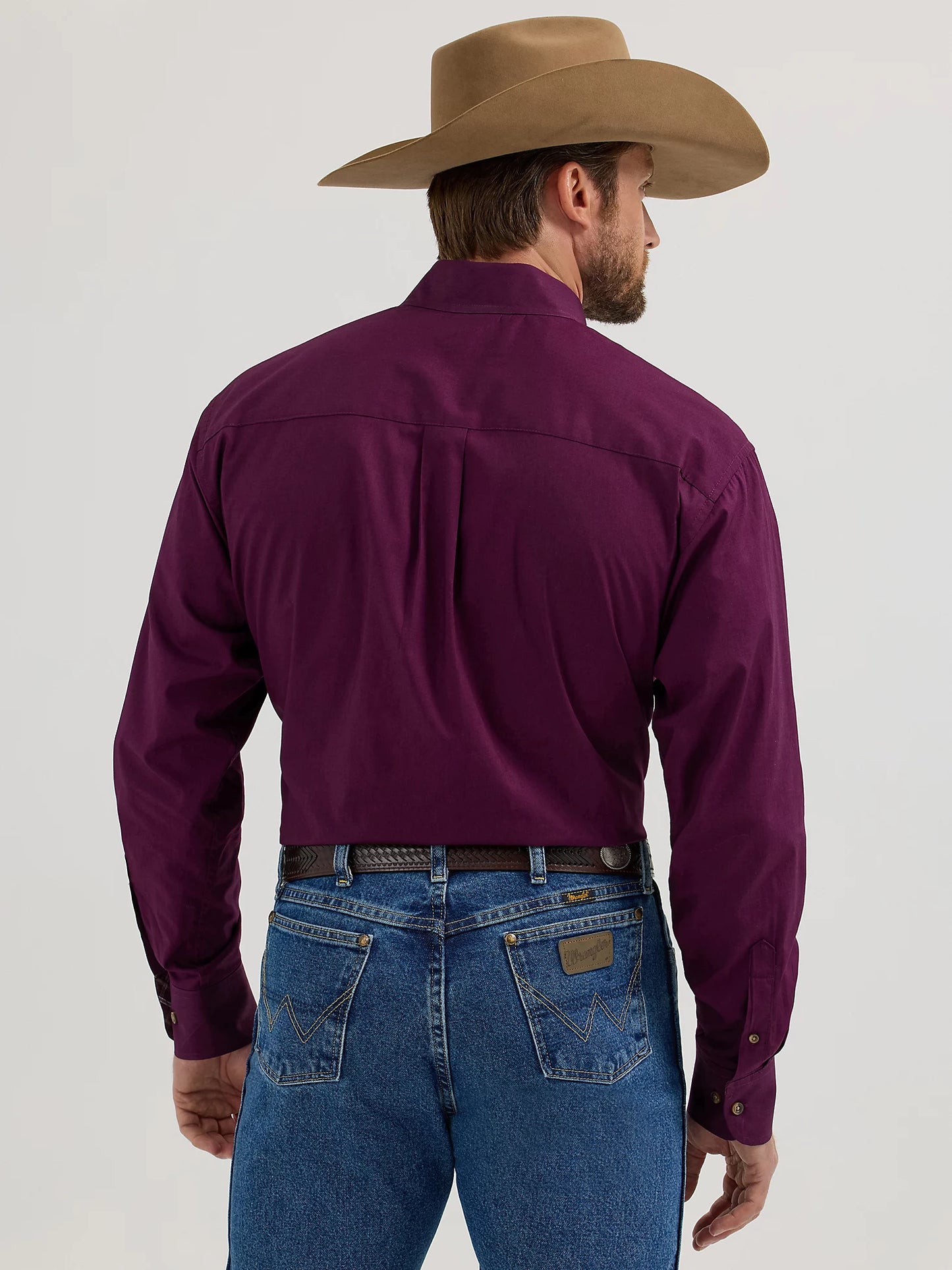 Wrangler George Strait Solid Plum One Pocket Button Down Shirt