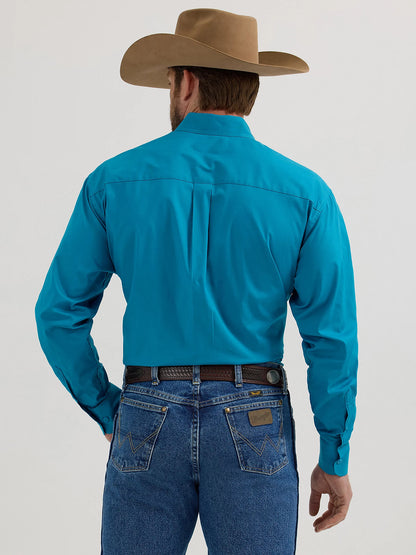 Wrangler George Strait Teal Long Sleeve Button Down Two Pocket Shirt