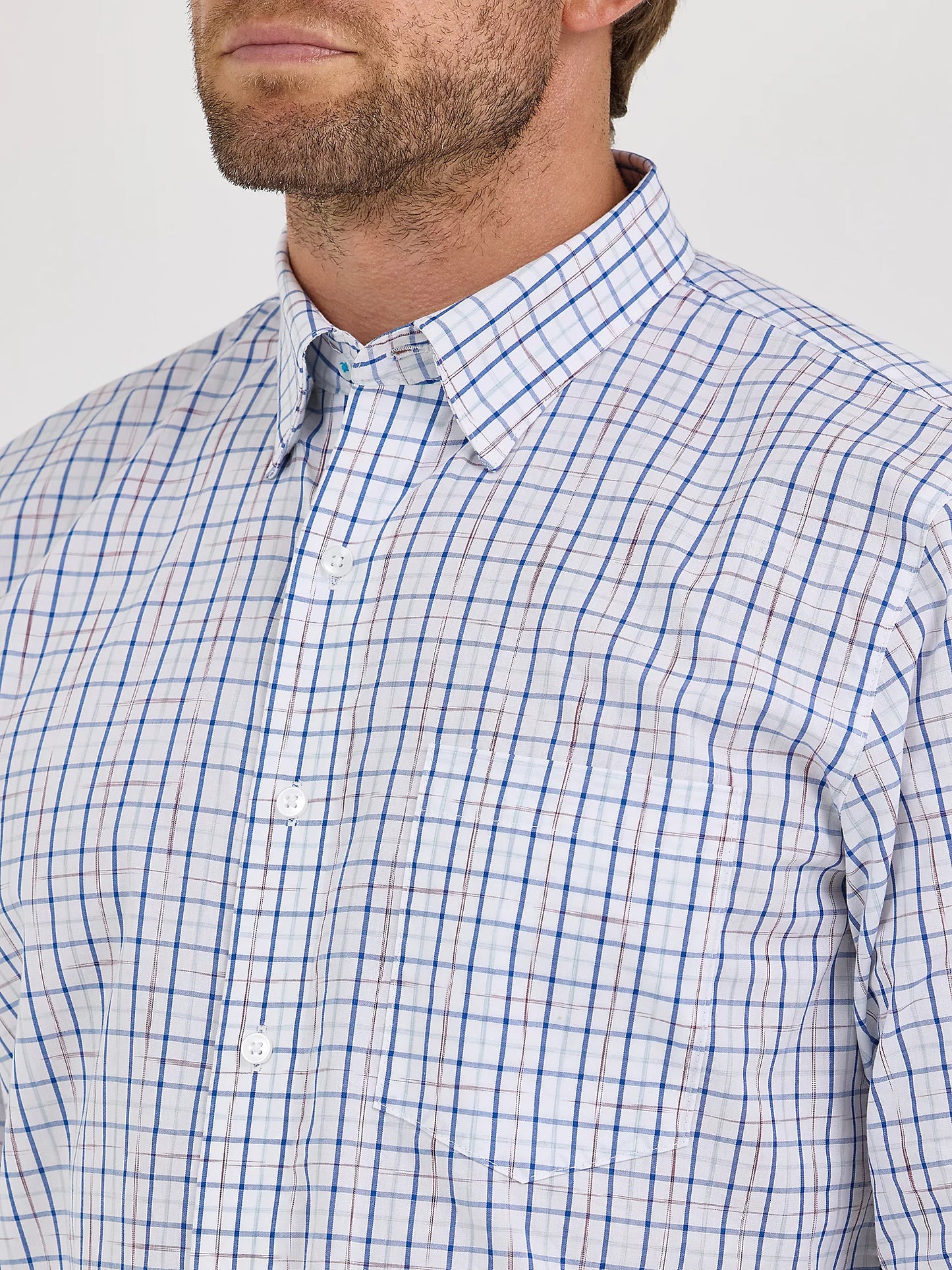 Wrangler Cody Johnson Blue & White Windowpane Shirt