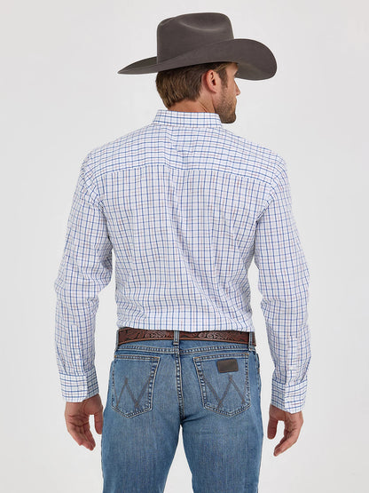 Wrangler Cody Johnson Blue & White Windowpane Shirt