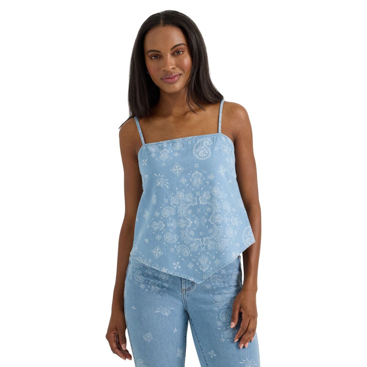 Wrangler Blue Retro Women's Smocked Bandana Top