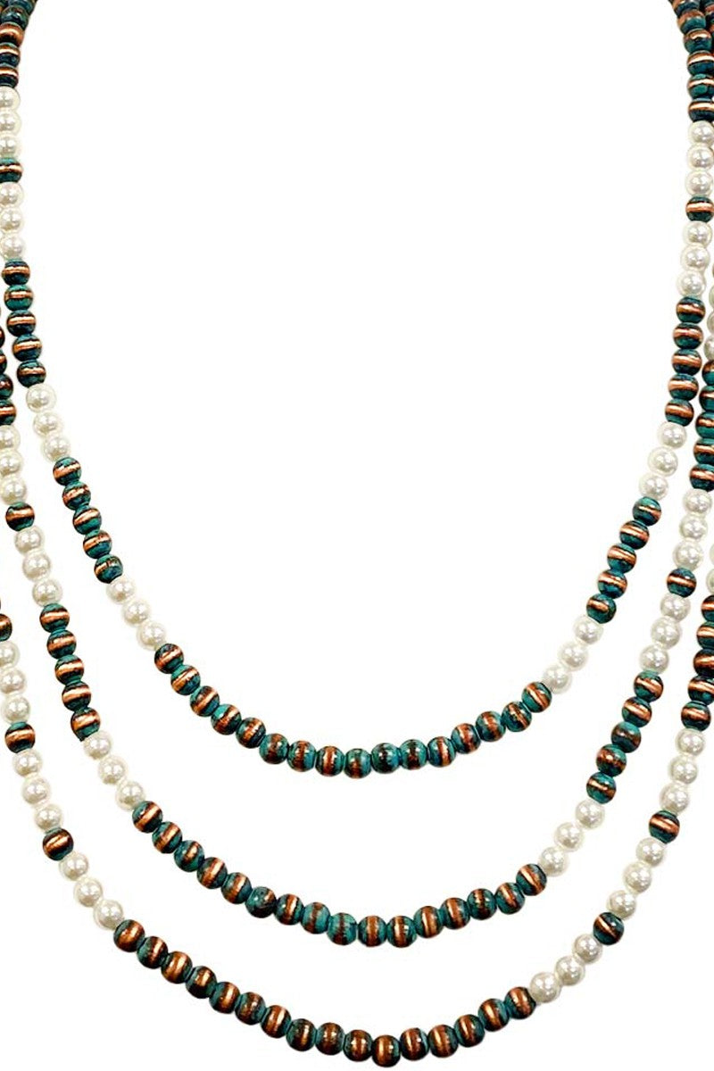 MULTI STRAND WESTERN NAVAJO PEARL BEADS NECKLACE