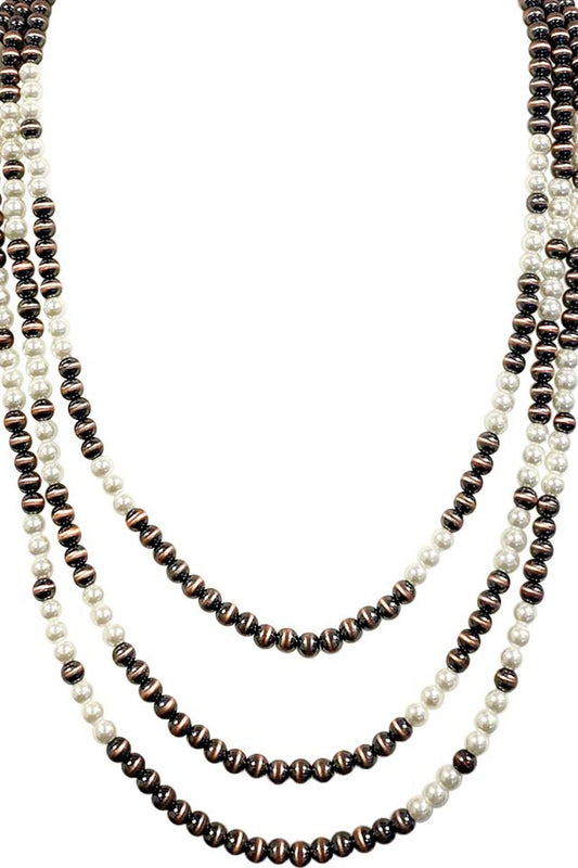 MULTI STRAND WESTERN NAVAJO PEARL BEADS NECKLACE