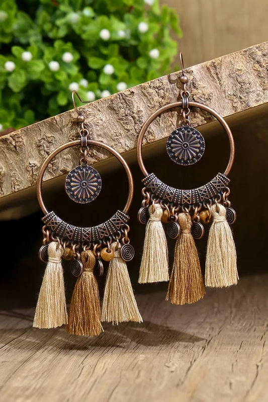 Boho Round Tasseled Dangle Earrings