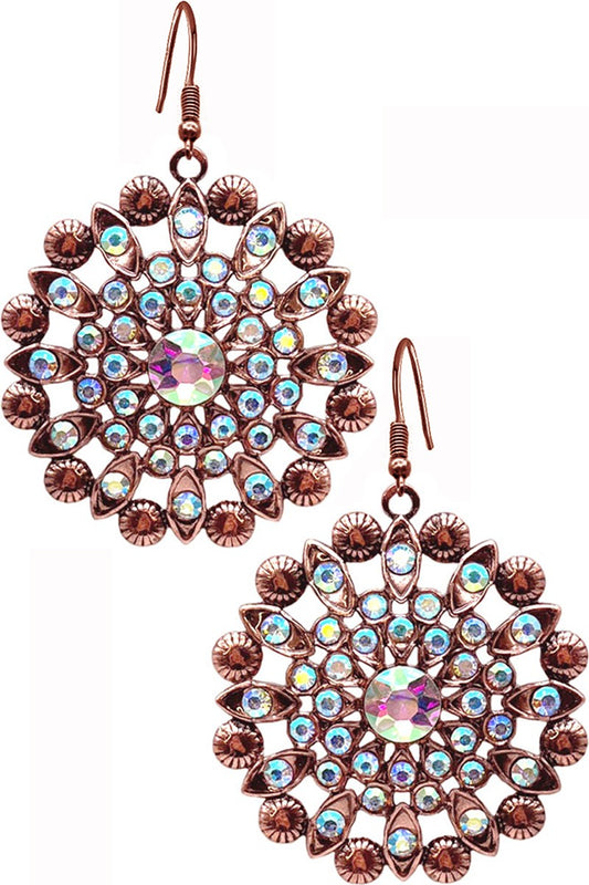 WESTERN CONCHO RHINESTONE BIG SPUR EARRING