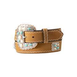 ANGEL RANCH BROWN RECTANGLE SCALLOPED CONCHO BELT