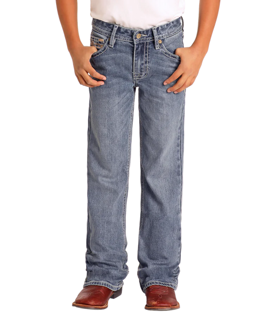 Rock & Roll Boys' Regular Fit Straight Stitch Bootcut Jeans