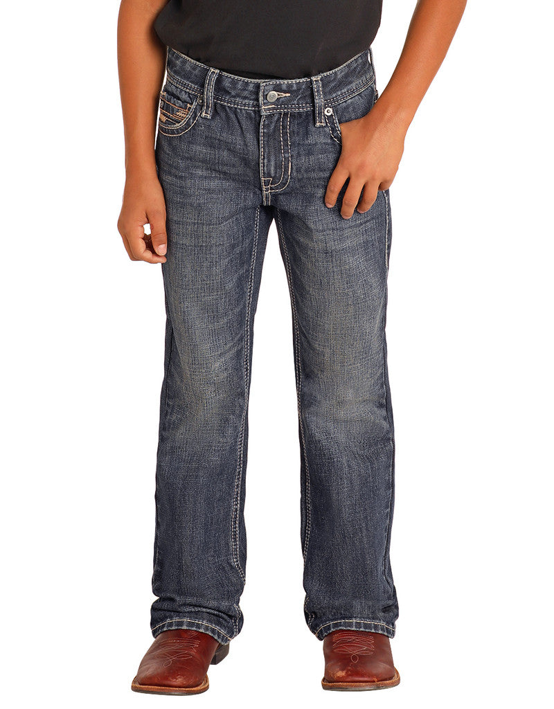 ROCK & ROLL DENIM BOY'S BB GUN DARK REGULAR FIT BOOT CUT JEAN