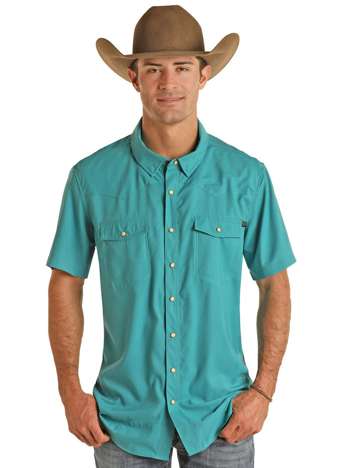 ROCK & ROLL TEK PEACOCK RIPSTOP SNAP SHORT SLEEVE SHIRT