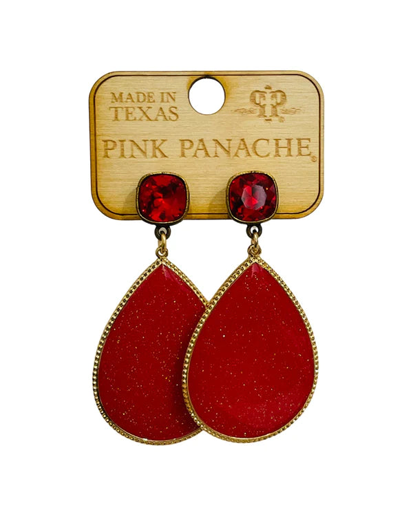 PINK PANACHE RED TEARDROP EARRING