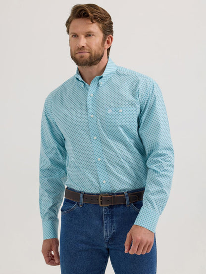 WRANGLER CLASSIC AQUA RELAXED FIT LONG SLEEVE SHIRT