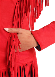 ROCK & ROLL RED WESTERN MICRO SUEDE FRINGE JACKET