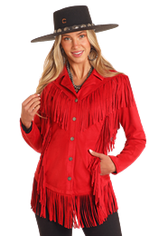 ROCK & ROLL RED WESTERN MICRO SUEDE FRINGE JACKET