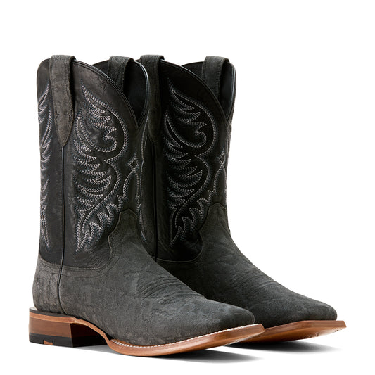 ARIAT WILEY BLACK ELEPHANT ROUGHOUT PRINT COWBOY BOOT