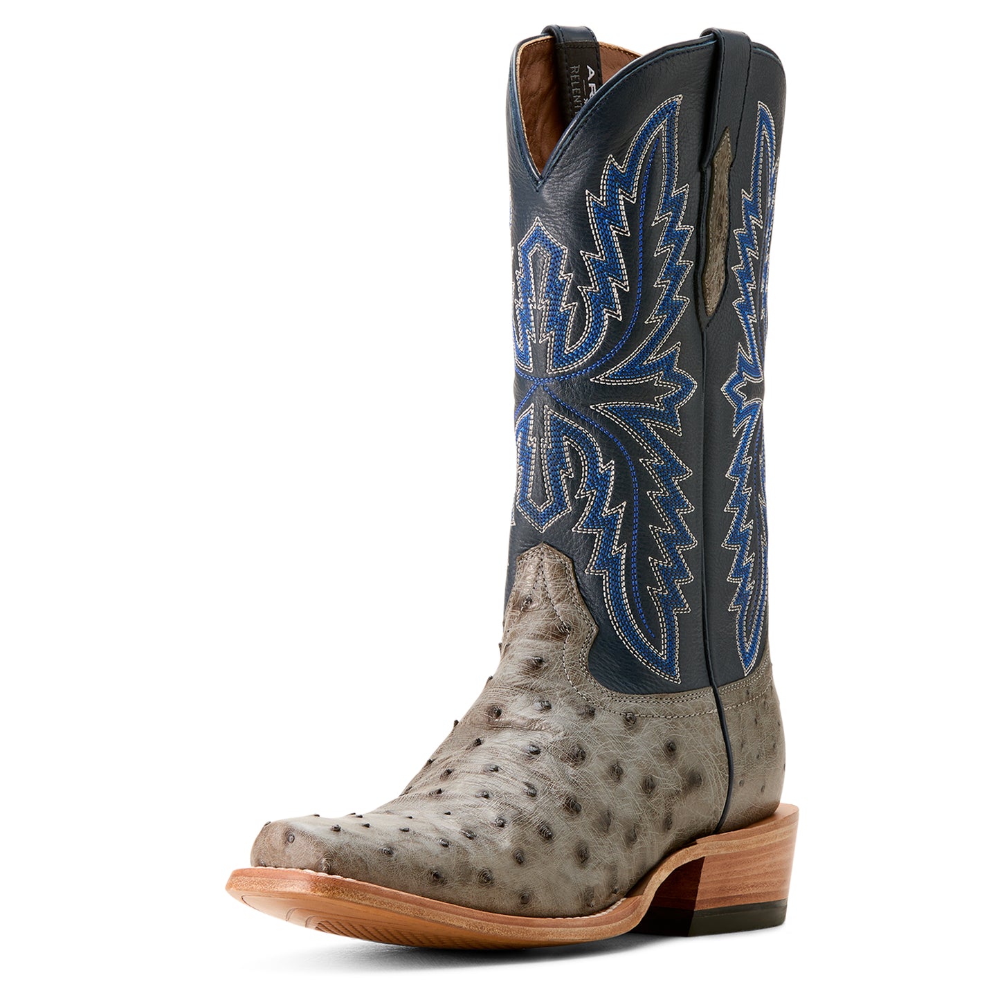 ARIAT GREY FULL QUILL OSTRICH FUTURITY RELENTLESS BUCKLES COWBOY BOOT