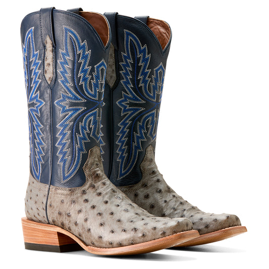 ARIAT GREY FULL QUILL OSTRICH FUTURITY RELENTLESS BUCKLES COWBOY BOOT