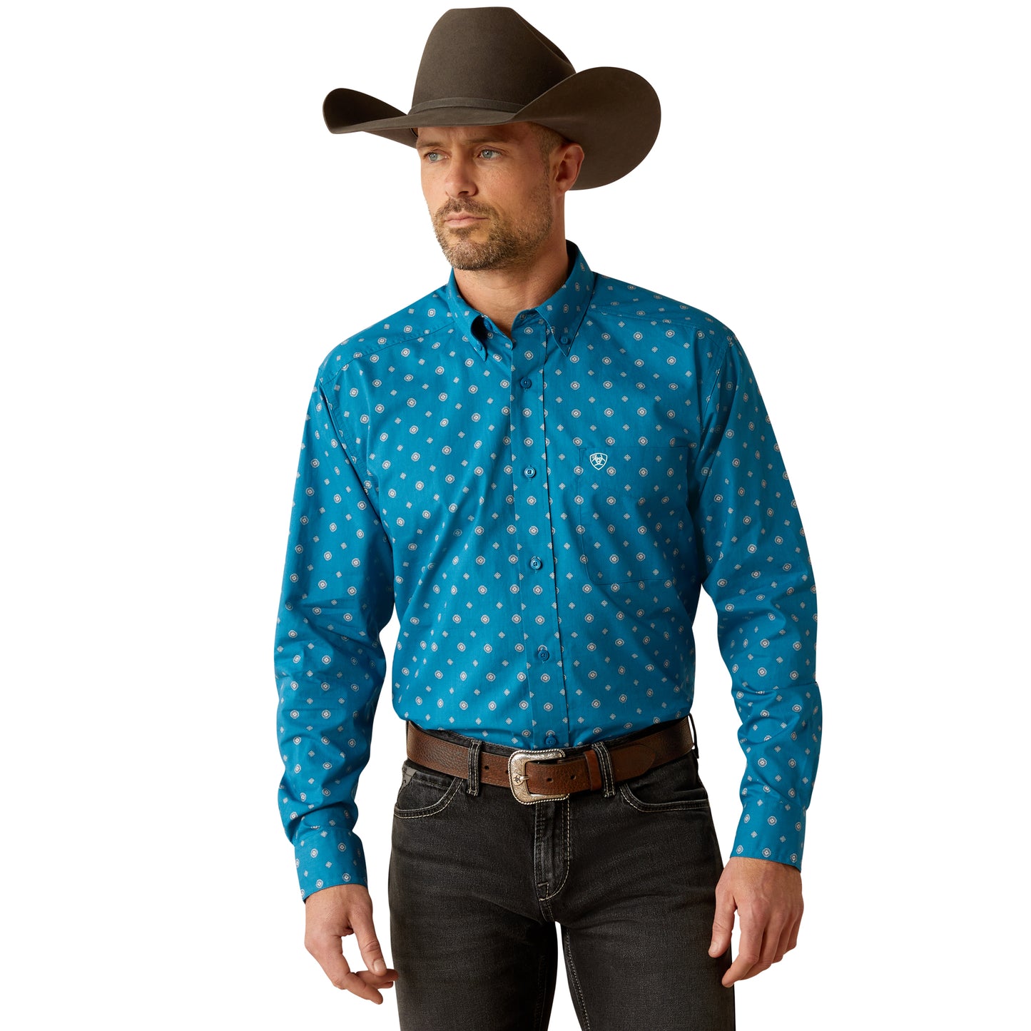 ARIAT PAXTON TEAL LONG SLEEVE SHIRT