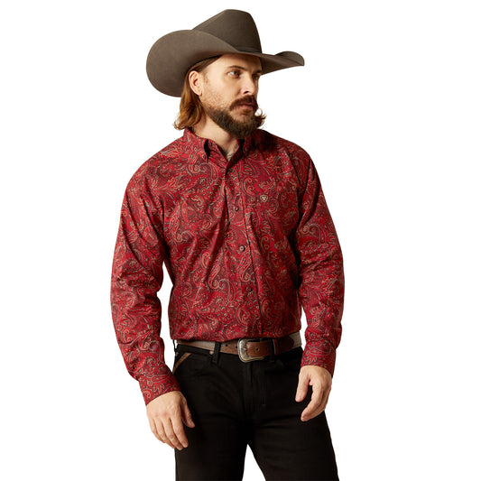 ARIAT JAYDON RED PAISLEY LONG SLEEVE SHIRT