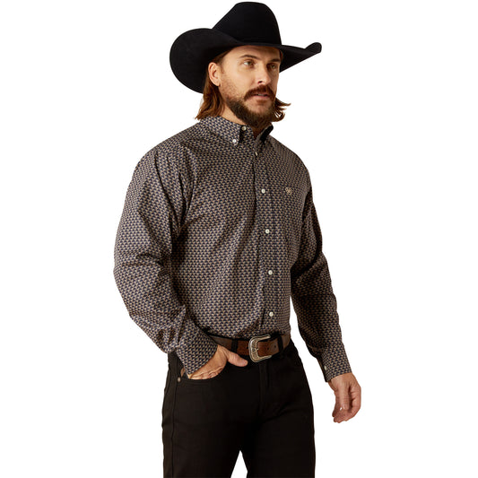 Ariat Navy Wrinkle Free Fields Classic Fit Shirt