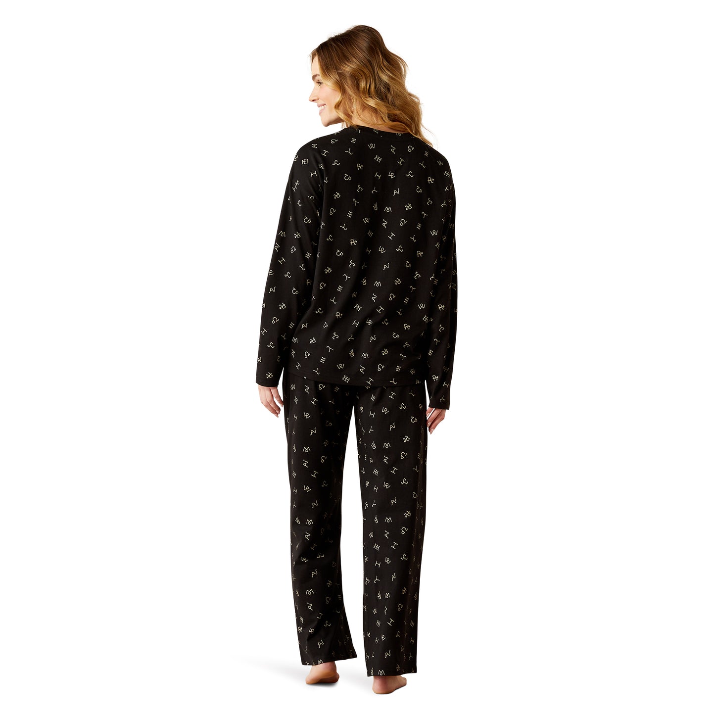 ARIAT BLACK CATTLE BRAND PRINT DREAMS PAJAMA SET