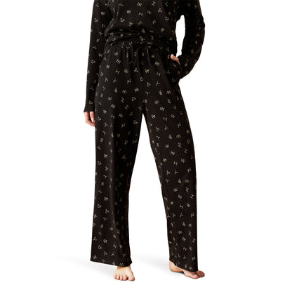 ARIAT BLACK CATTLE BRAND PRINT DREAMS PAJAMA SET