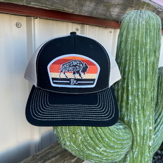 BLACK KHAKI 6 PANEL BUDDY RED DIRT HAT