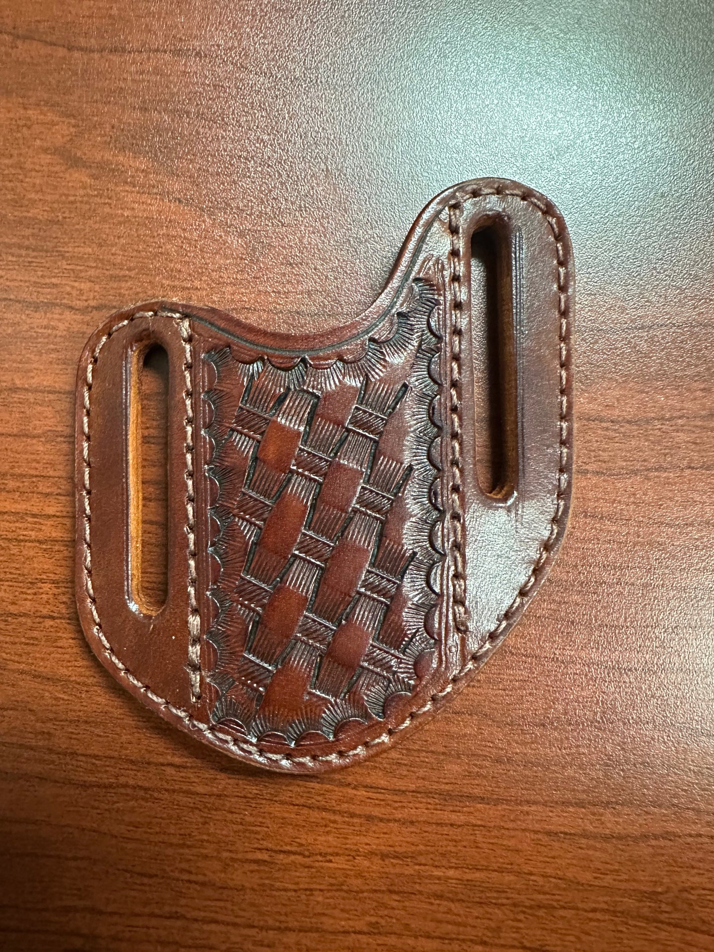 BASKET WEAVE SMALL LEATHER KNIFE SHEATH