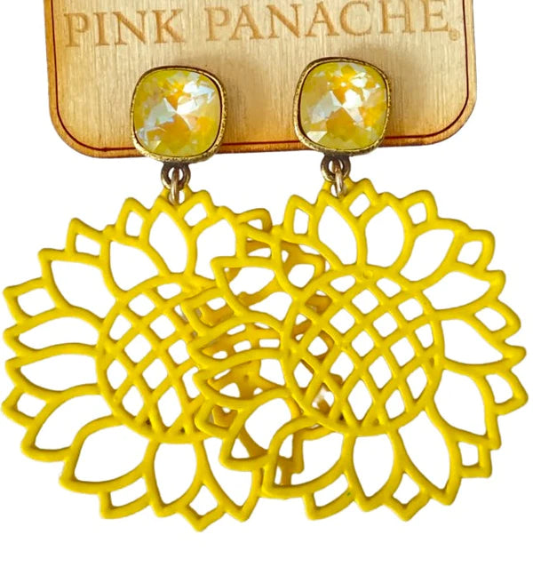 PINK PANACHE YELLOW FLOWER EARRING