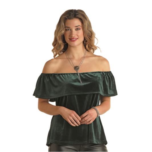 PANHANDLE GREEN VELVET TOP