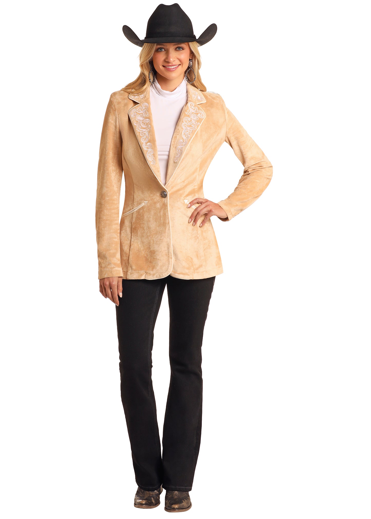 PANHANDLE TAN MICROSUEDE EMBOSSED BLAZER