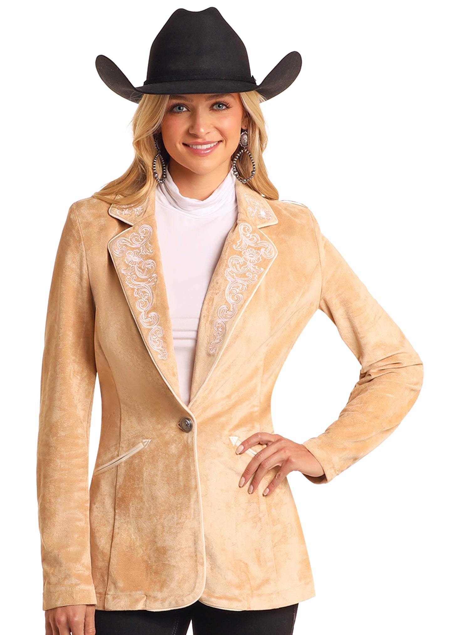 PANHANDLE TAN MICROSUEDE EMBOSSED BLAZER