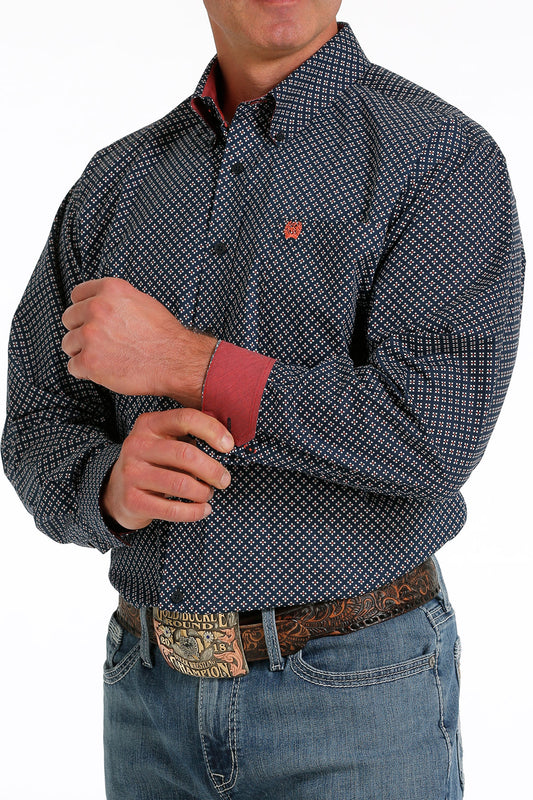 CINCH MENS NAVY PRINT LONG SLEEVE