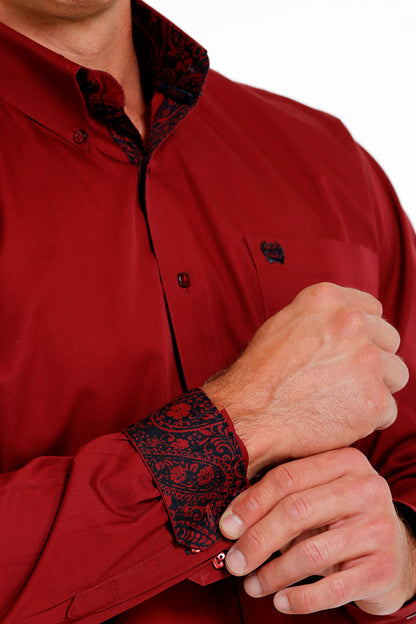 CINCH DARK RED LONG SLEEVE SHIRT