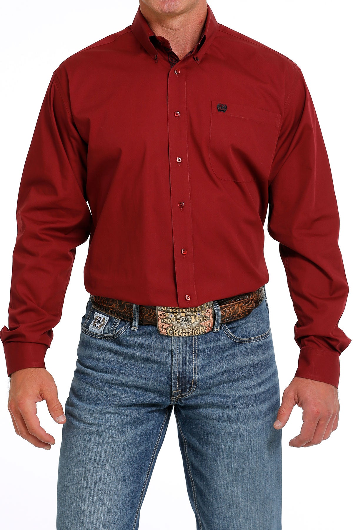 CINCH DARK RED LONG SLEEVE SHIRT