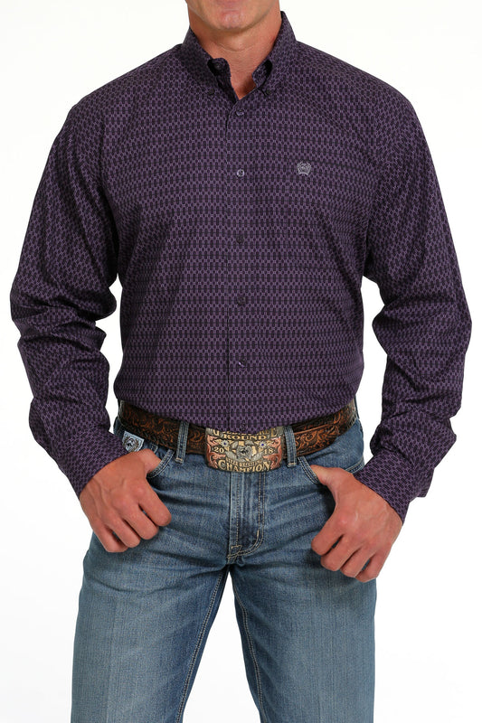 CINCH PURPLE GEOMETRIC PRINT LONG SLEEVE SHIRT