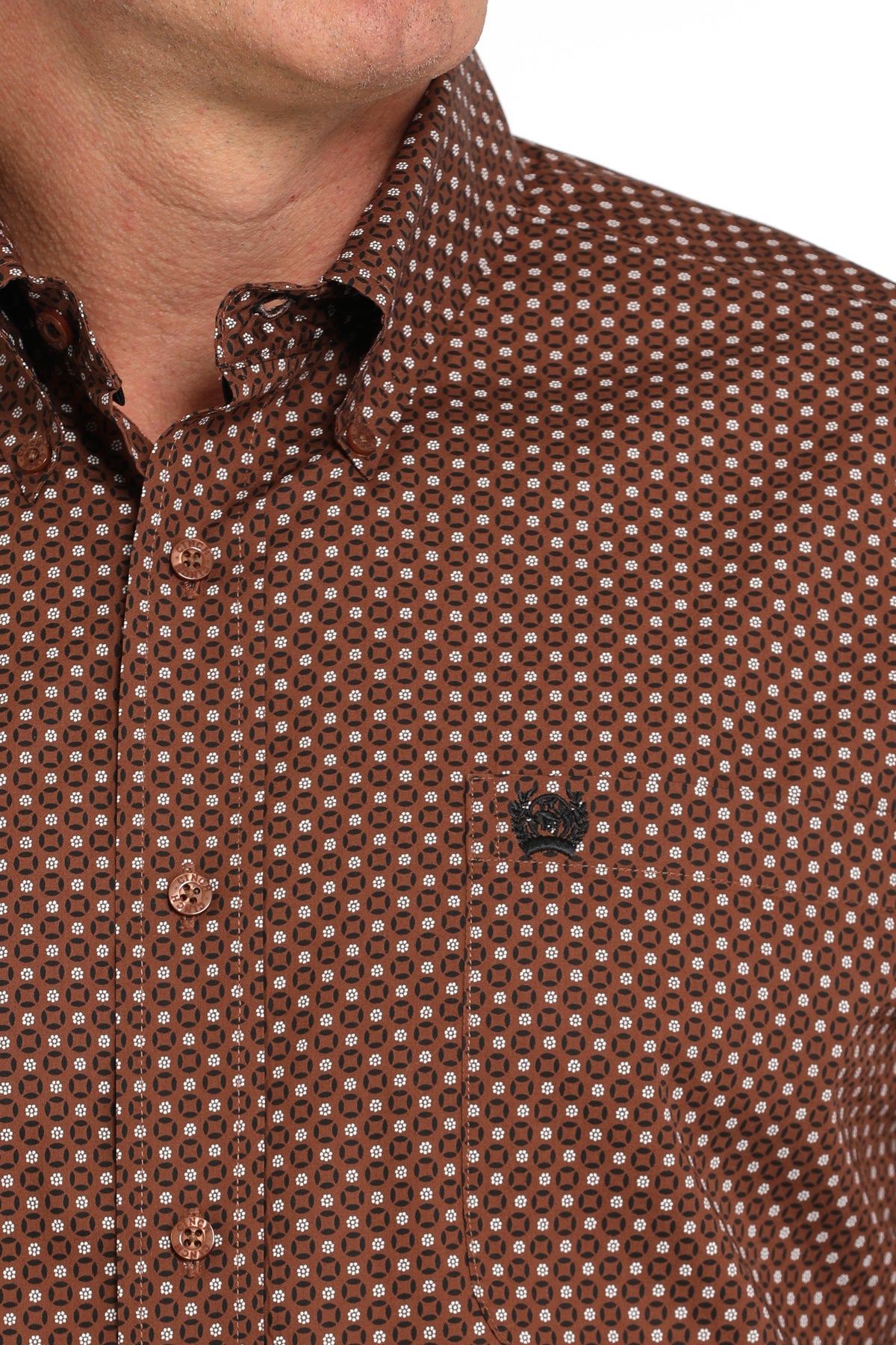 CINCH BROWN SQUARE LONG SLEEVE SHIRT