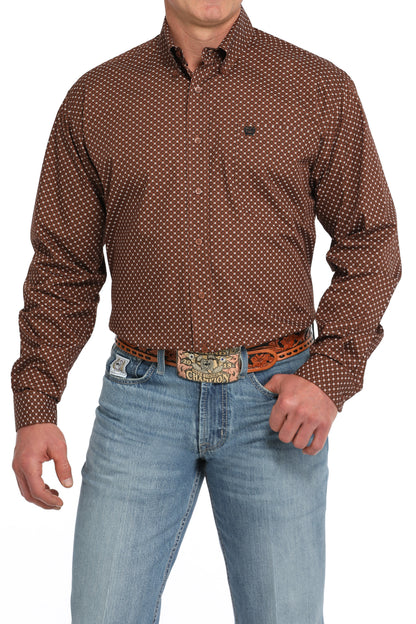 CINCH BROWN SQUARE LONG SLEEVE SHIRT