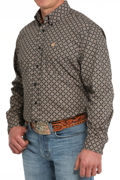 CINCH BLACK GEO PRINT LONG SLEEVE SHIRT