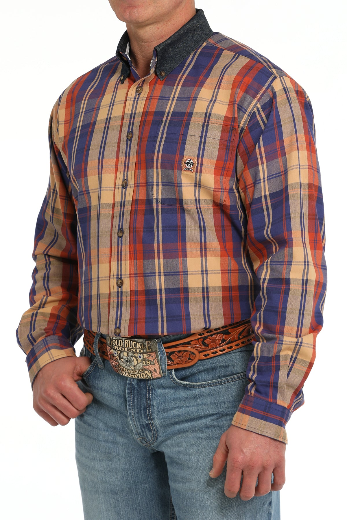 CINCH MULTI COLOR FALL DENIM COLLAR LONG SLEEVE SHIRT