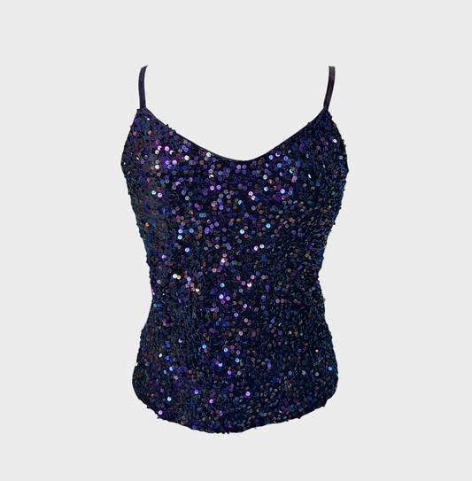 ROCK & ROLL SEQUIN BLACK VELVET TANK TOP