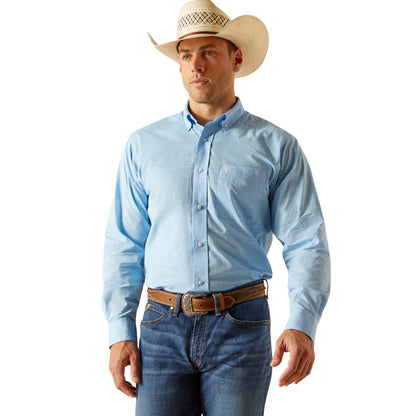 ARIAT COAST AZURE BLUE SOLID SLUB CLASSIC FIT SHIRT