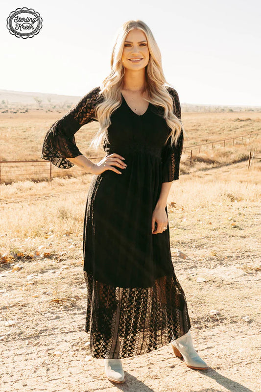 Victorian Lace Black Maxi Dress