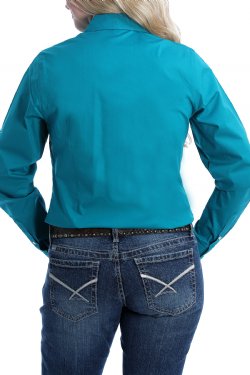 Cinch Women's Stretch Teal Solid Button-Down Shirt