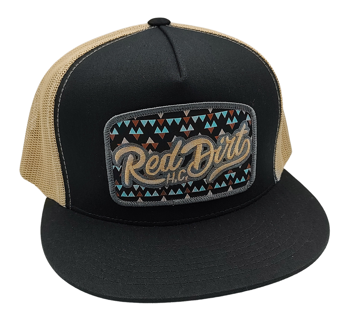 BLACK KHAKI 5 PANEL GAMBLER RED DIRT HAT