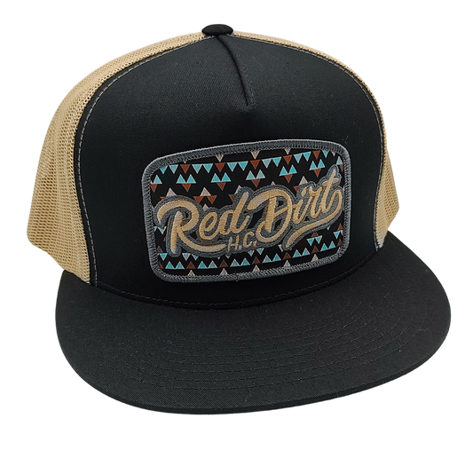 BLACK KHAKI 5 PANEL GAMBLER RED DIRT HAT