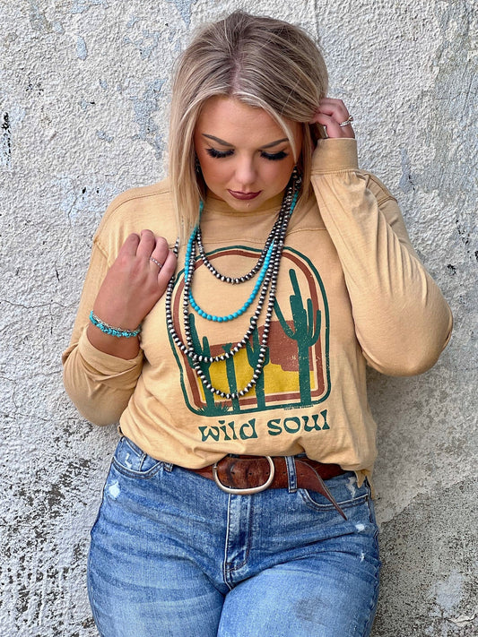 Wild Soul On Mustard Long Sleeve Tee